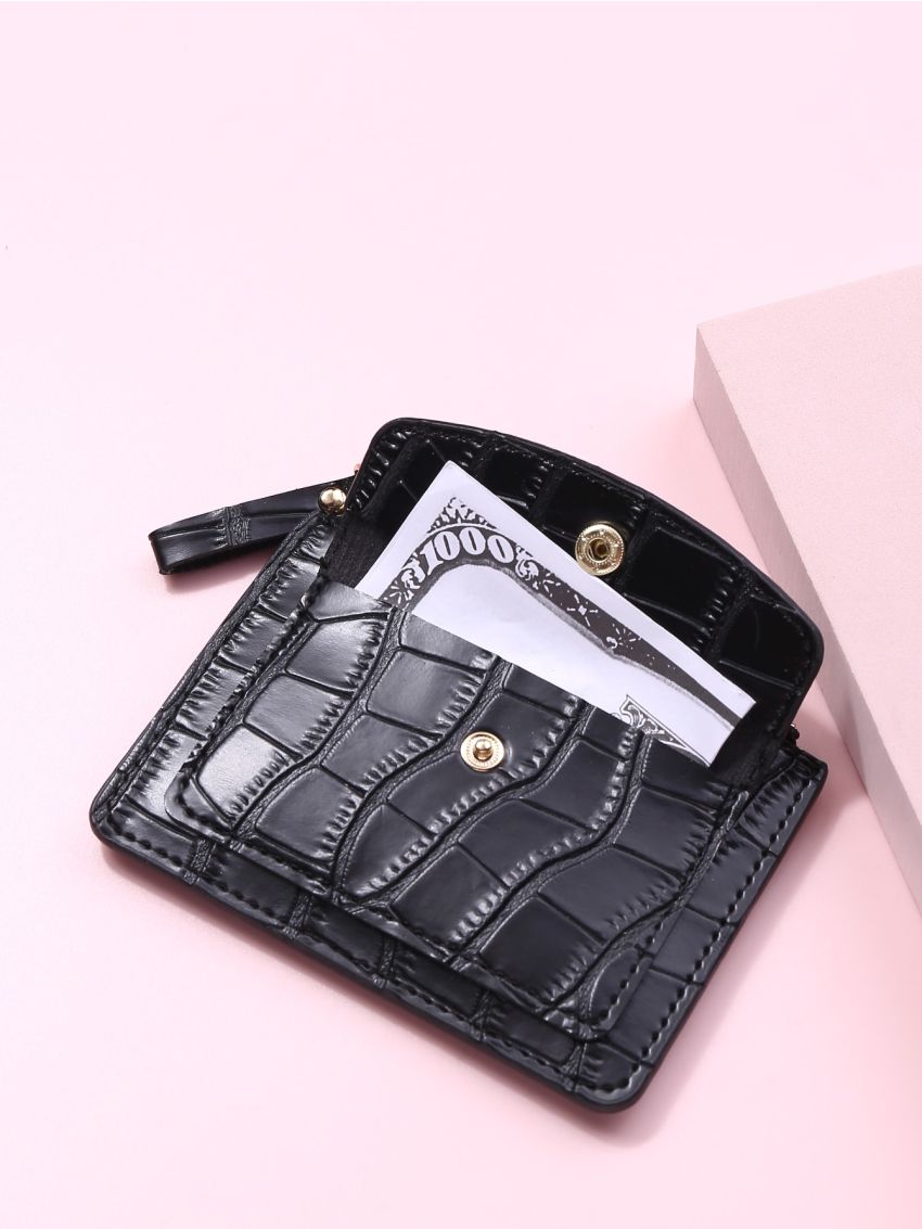 Crocodile Embossed Button Decor Card Holder