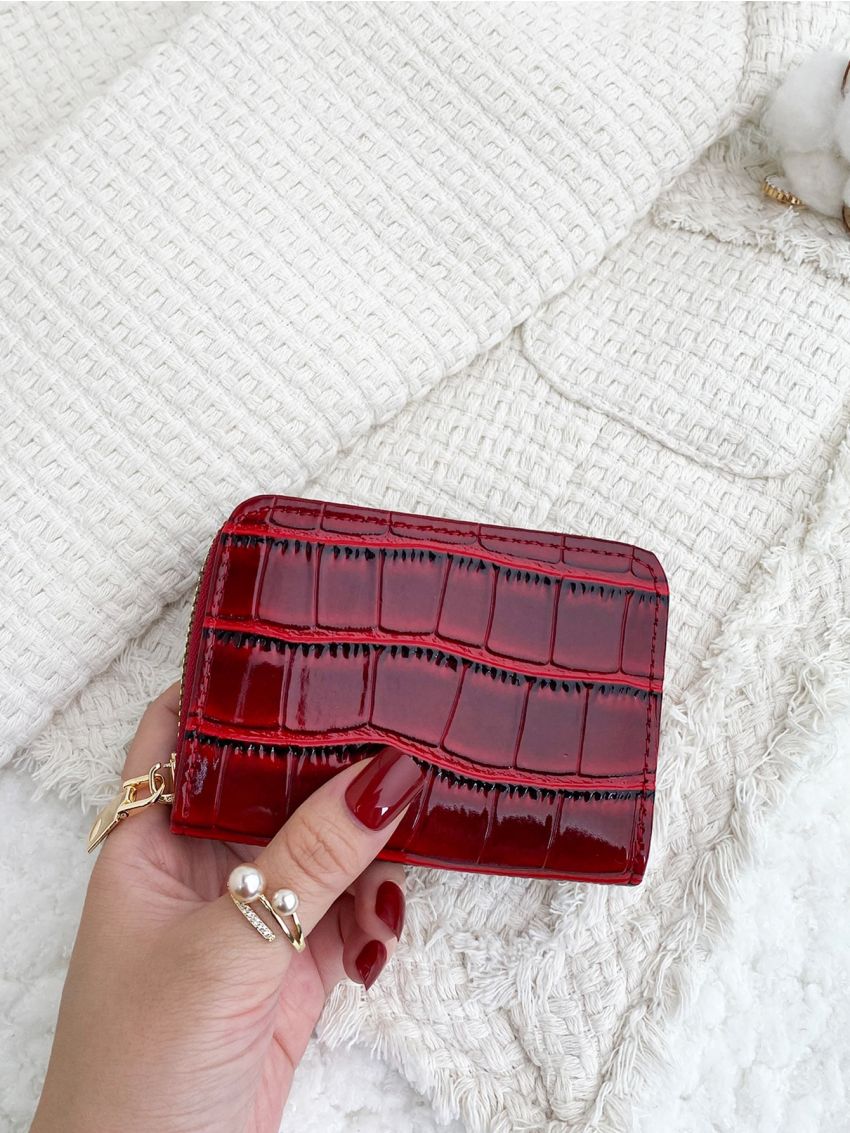 Crocodile Embossed Zip Around Card Holder