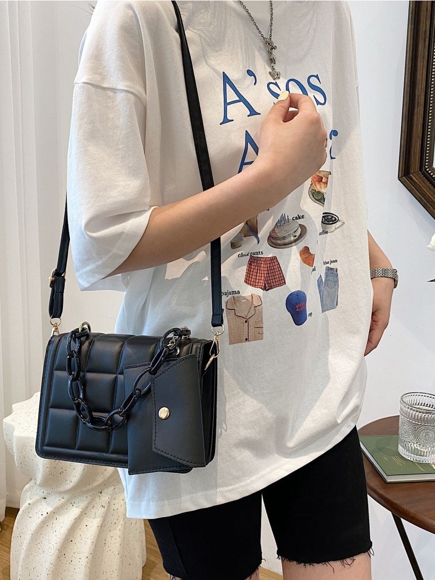 Minimalist Snap Button Square Bag