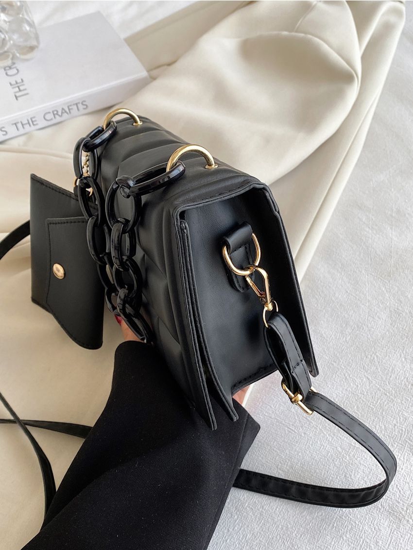 Minimalist Snap Button Square Bag