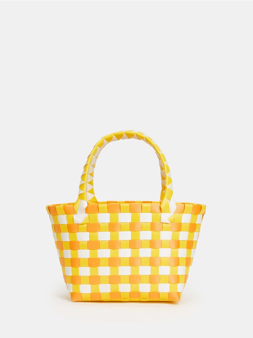 Mini Colorblock Double Handle Straw Bag