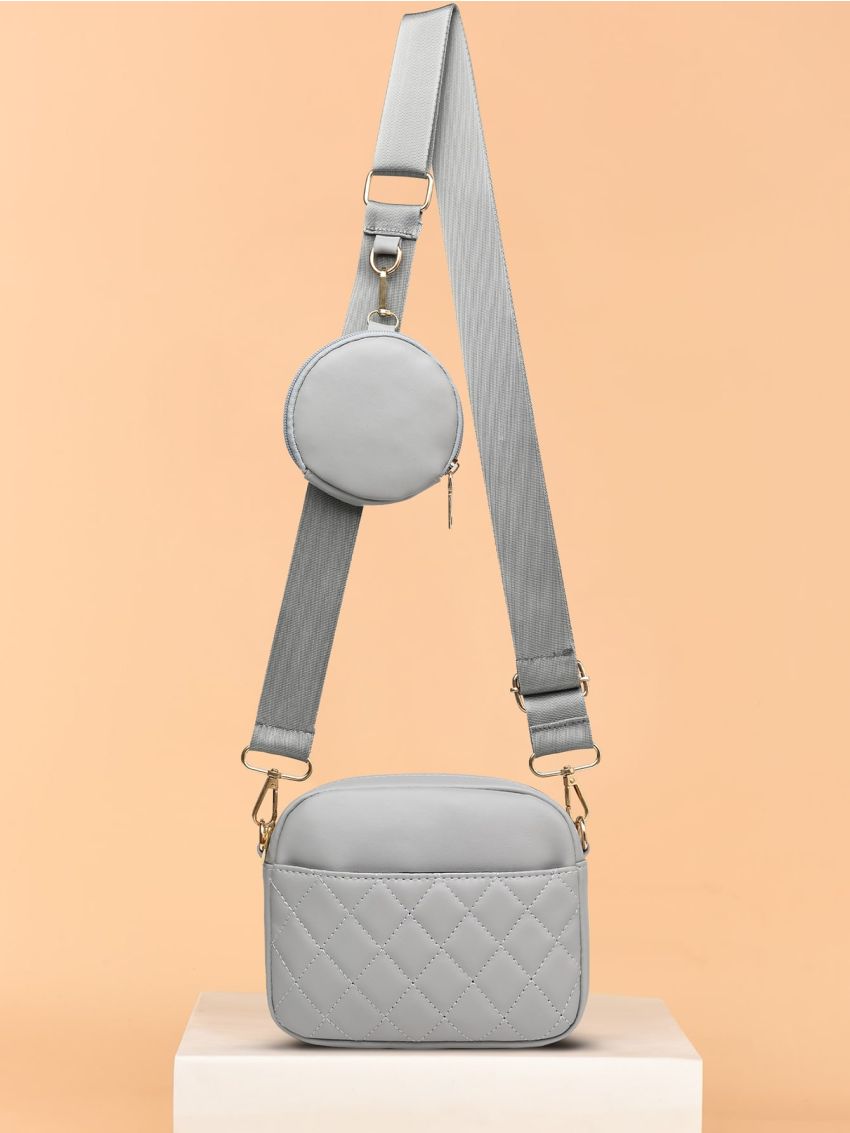 Mini Quilted Square Bag With Coin Purse