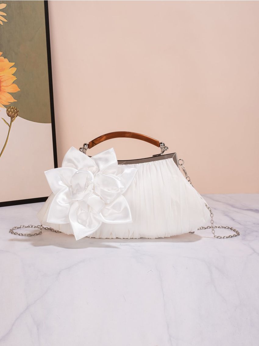 Floral Appliques Chain Evening Bag