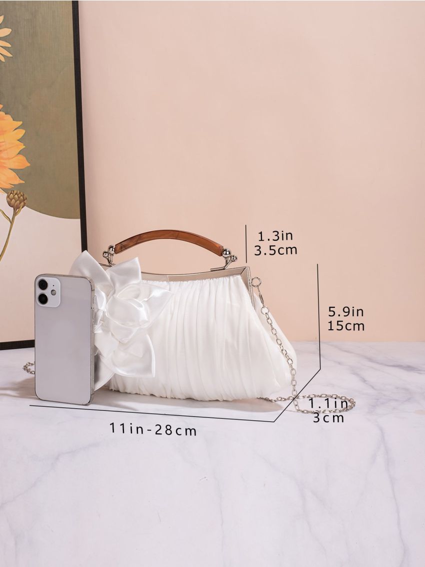 Floral Appliques Chain Evening Bag