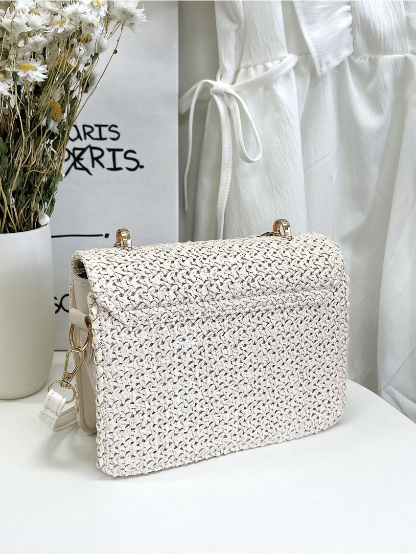 Mini Faux Pearl Decor Flap Square Bag