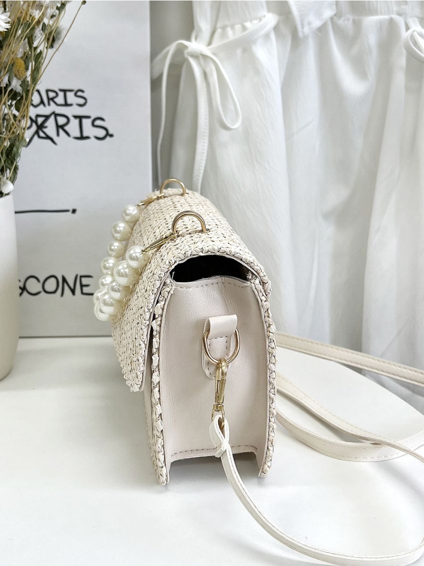 Mini Faux Pearl Decor Flap Square Bag