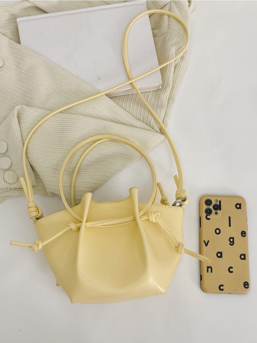 Minimalist Knot Decor Ruched Satchel Bag