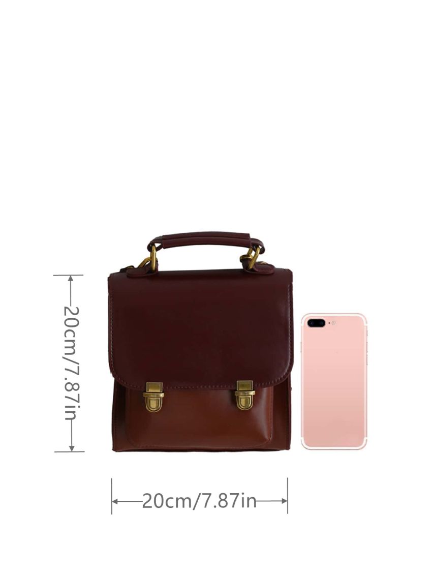 Mini Double Push Lock Two Tone Flap Backpack