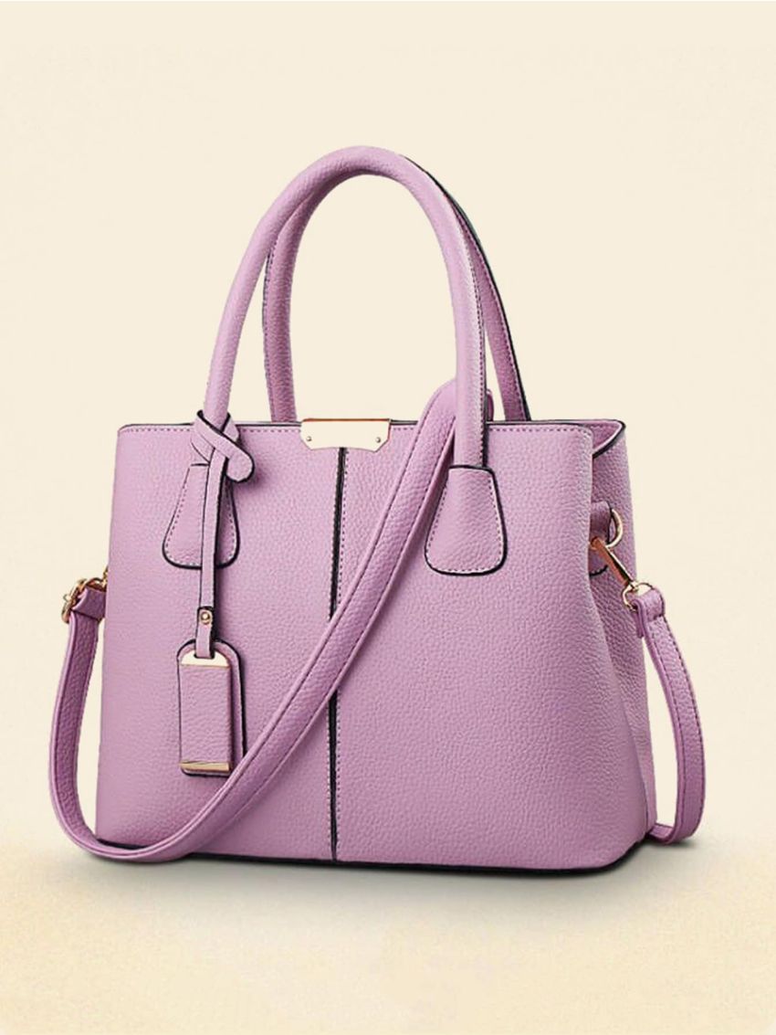 Litchi Embossed Top Handle Bag