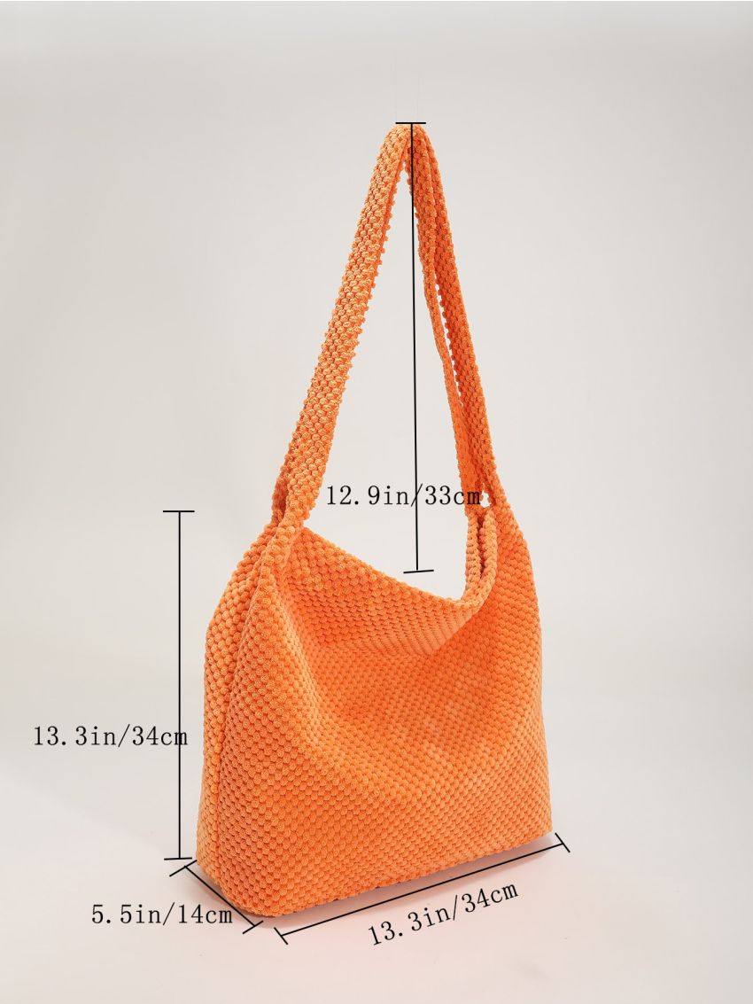 Crochet Detail Shoulder Tote Bag