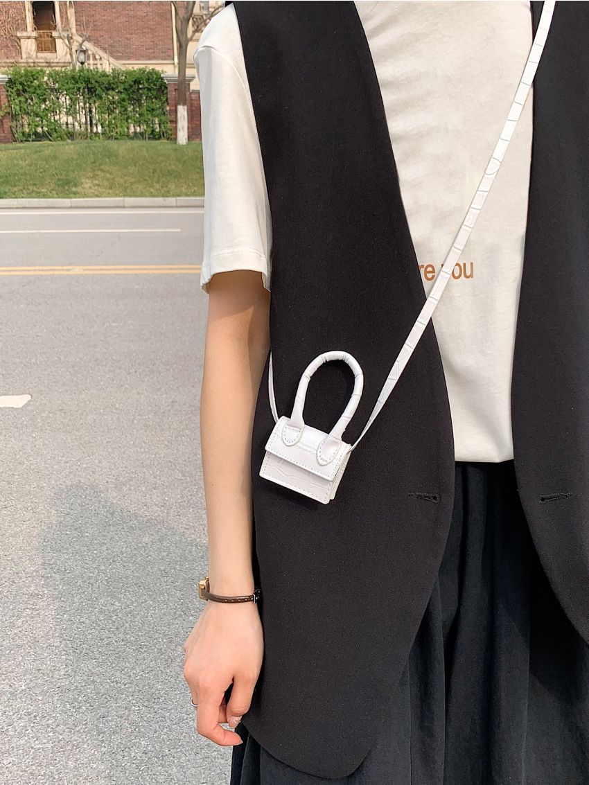 Mini Crocodile Embossed Square Bag