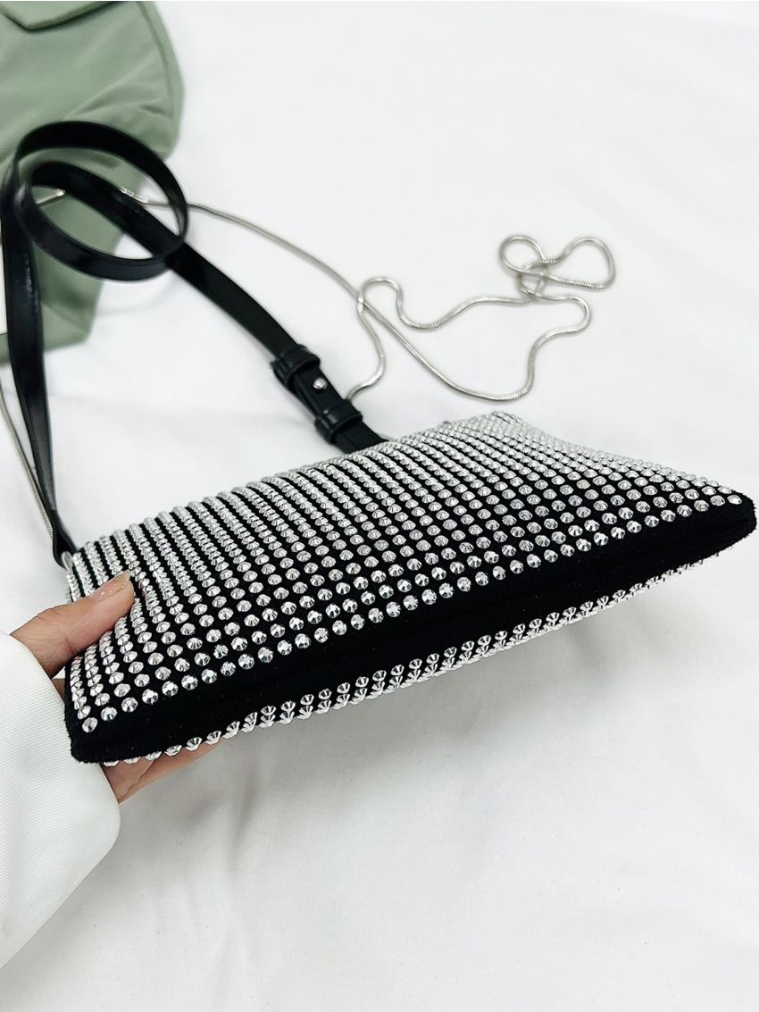 Mini Rhinestone Decor Square Bag