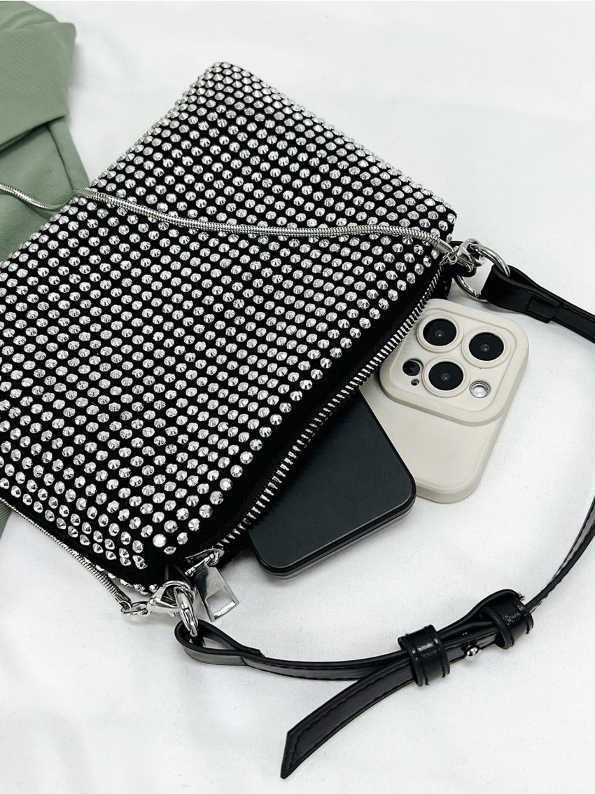 Mini Rhinestone Decor Square Bag