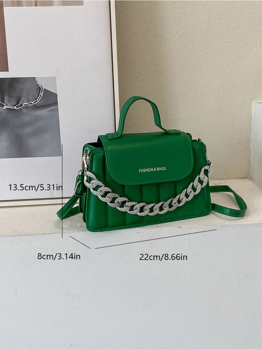 Chain Decor Flap Satchel Bag
