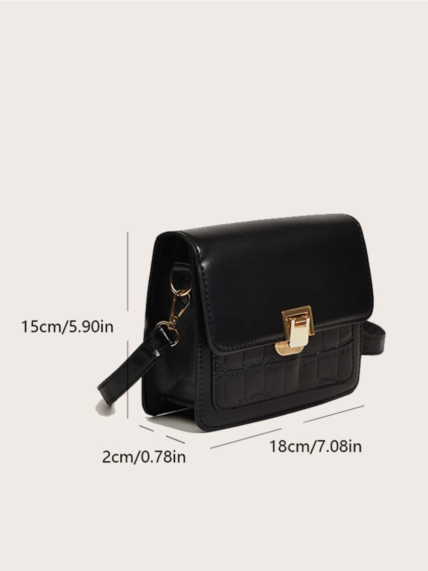 Mini Solid Stone Grain Metal Lock Crossbody Bag