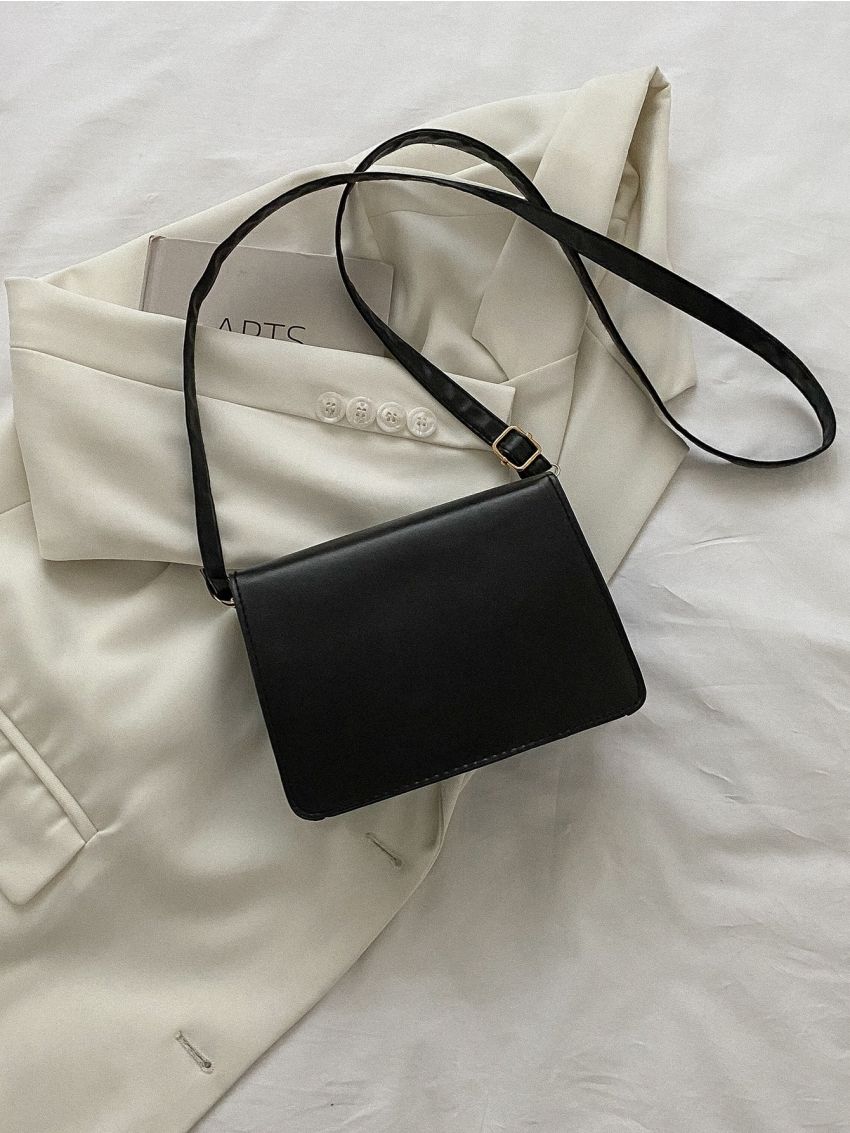 Mini Solid Stone Grain Metal Lock Crossbody Bag