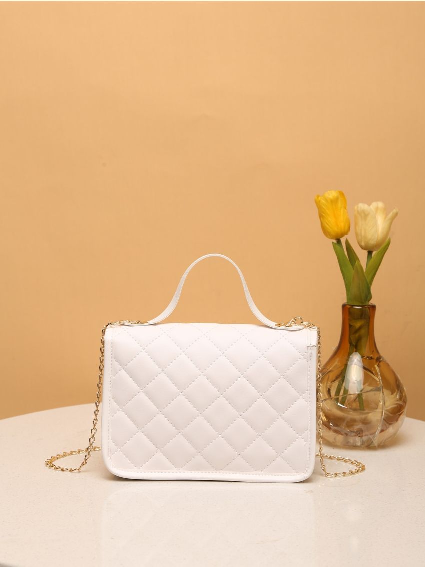 Mini Quilted Metal Edge Flap Square Bag
