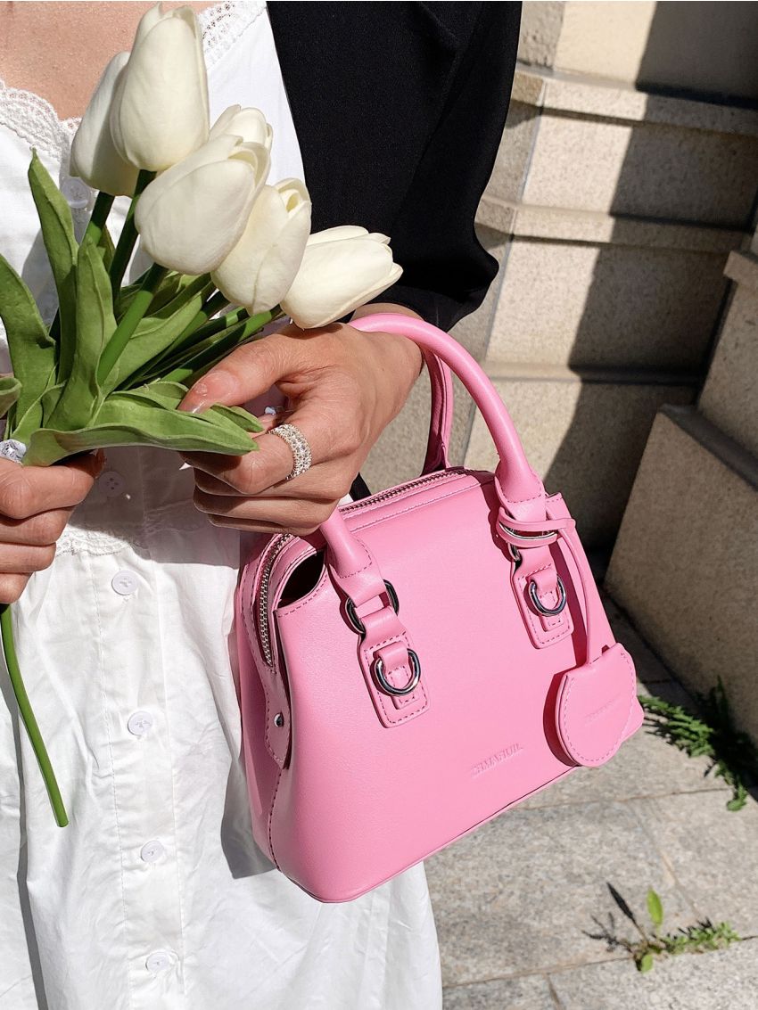 Mini Letter Embossed Double Handle Dome Bag