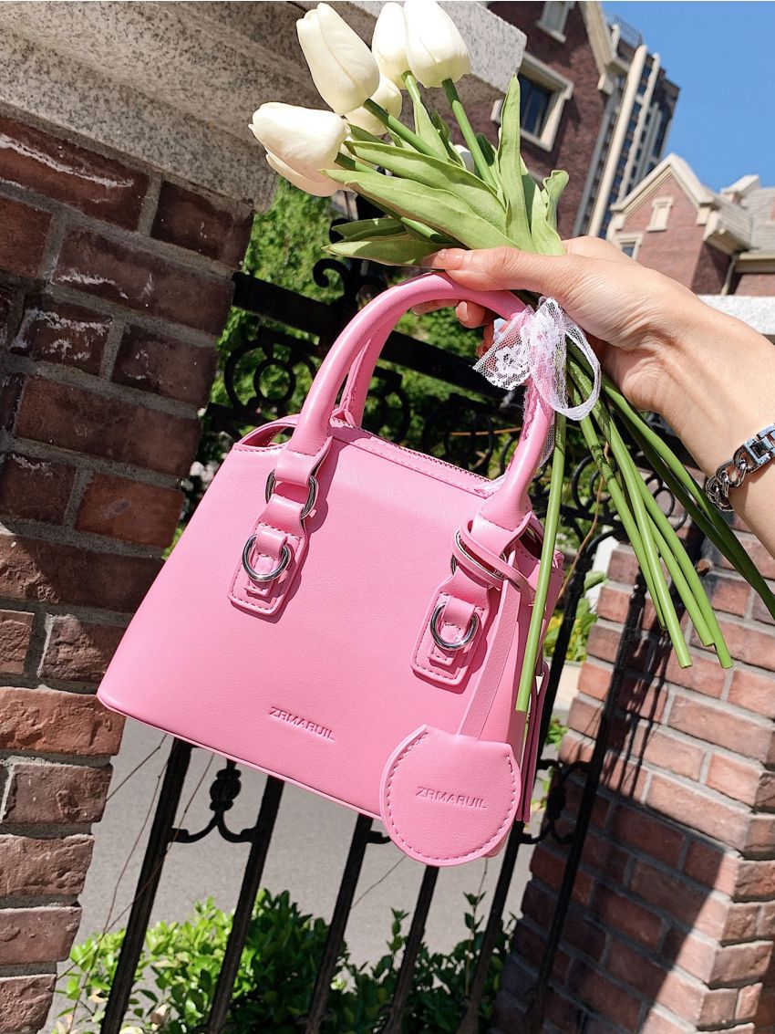 Mini Letter Embossed Double Handle Dome Bag