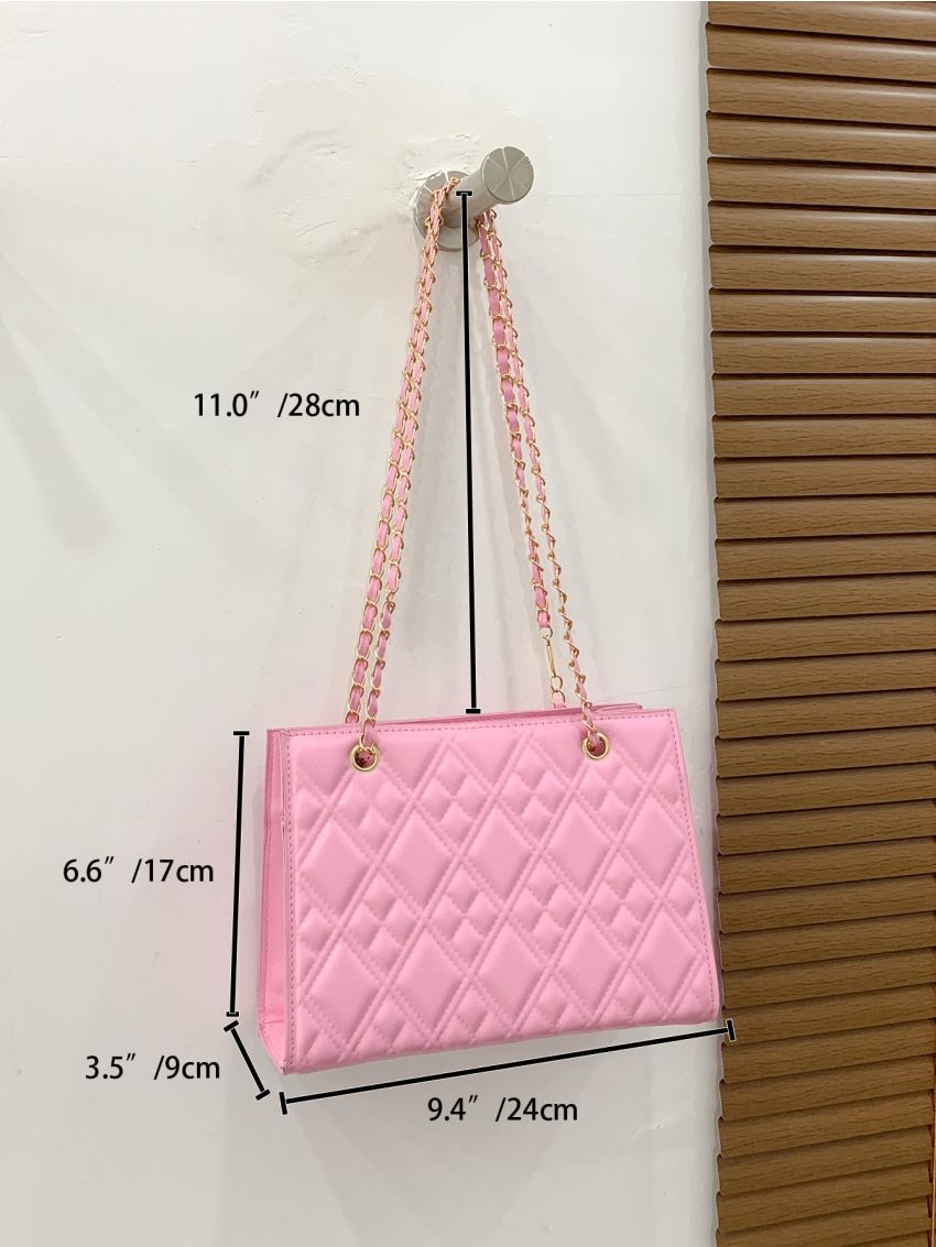 Geometric Embossed Chain Square Bag