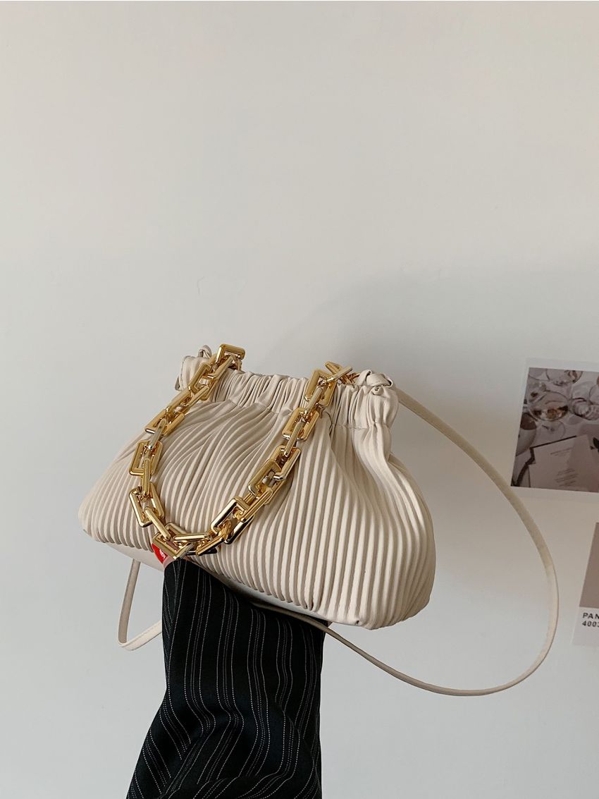 Chain Decor Ruched Bag