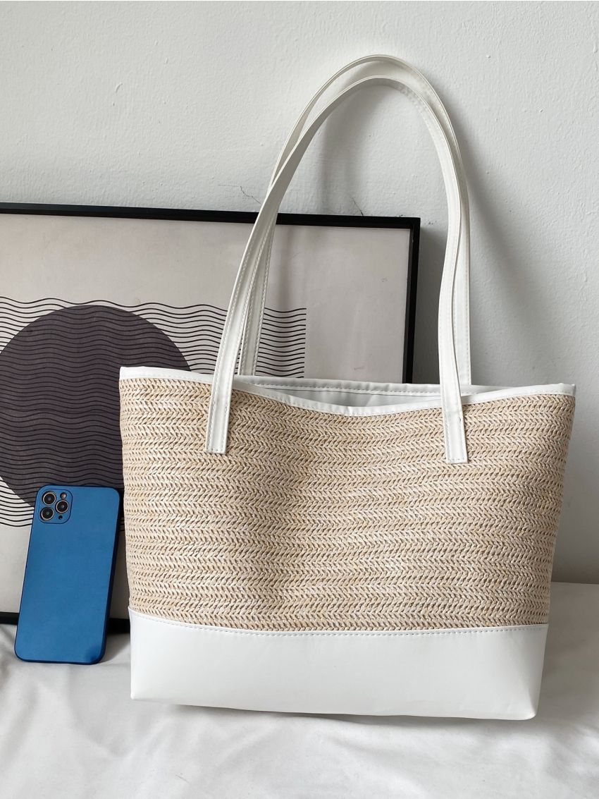 Two Tone Straw Bag
