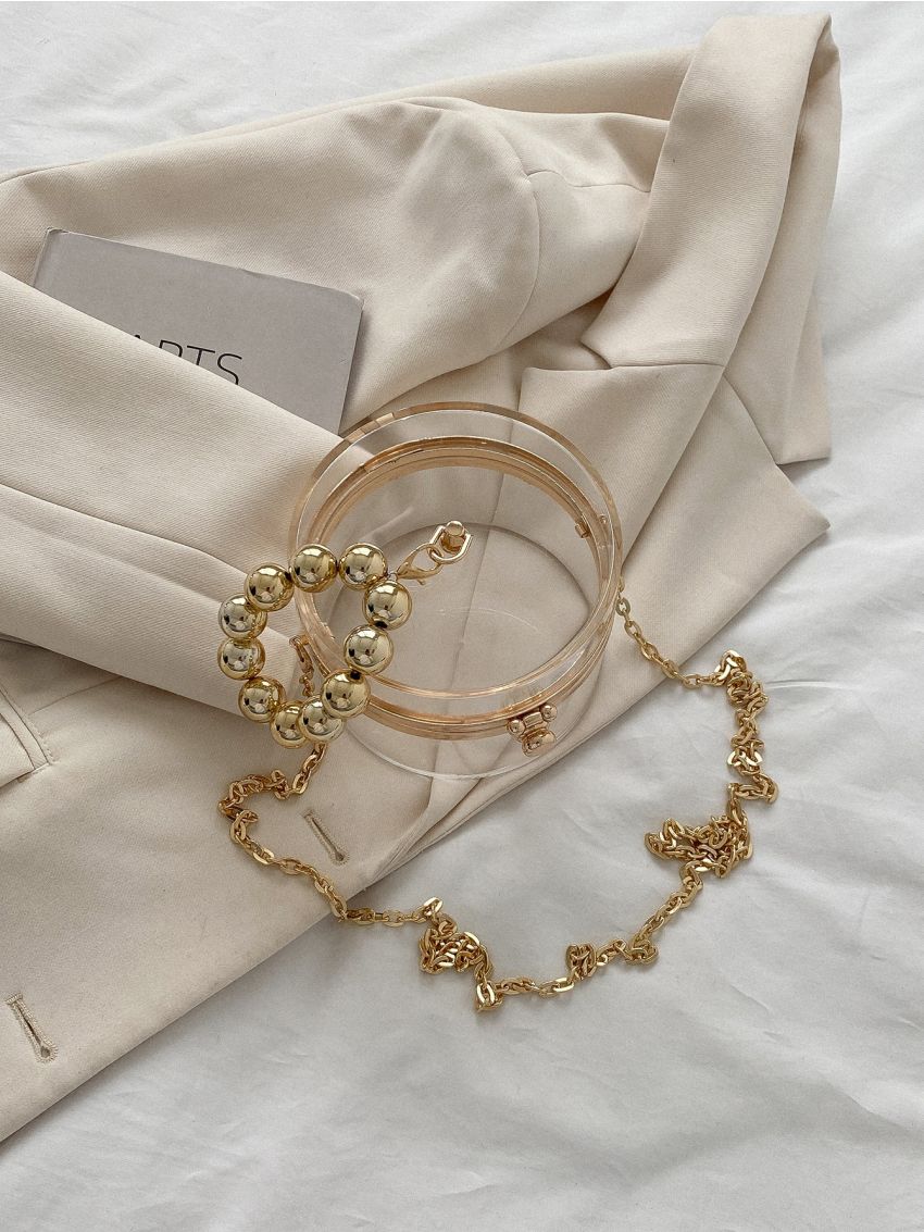 Mini Beaded Handle Clear Box Bag