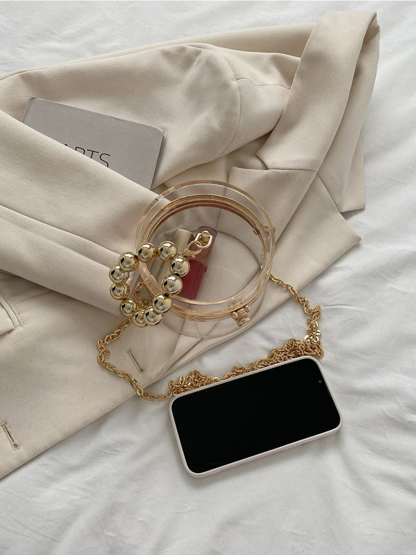 Mini Beaded Handle Clear Box Bag