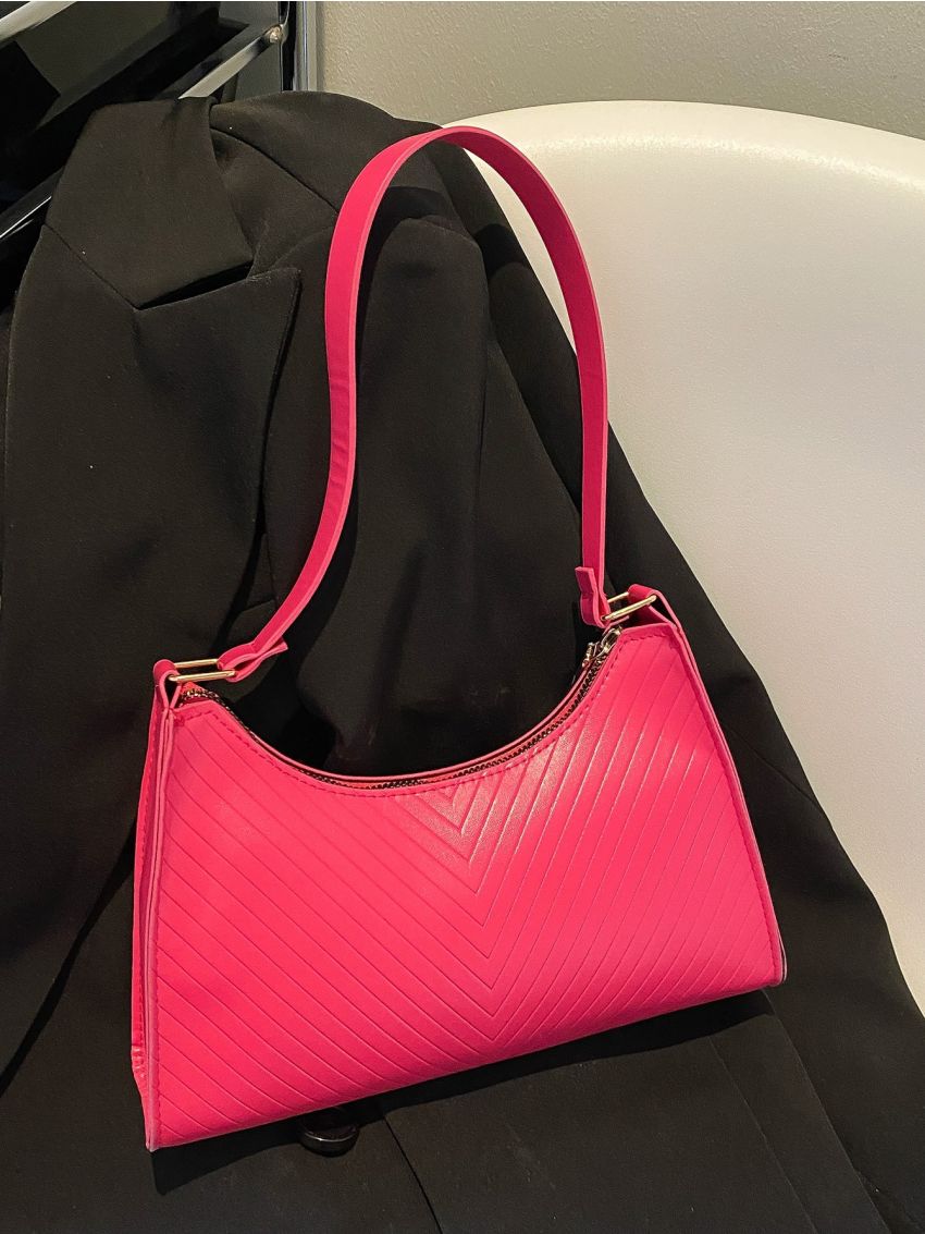Minimalist Chevron Baguette Bag