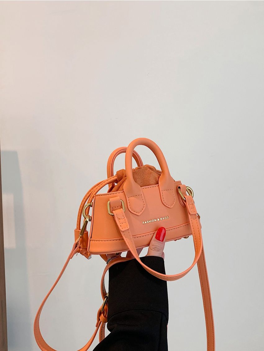 Mini Letter Graphic Drawstring Design Dome Bag