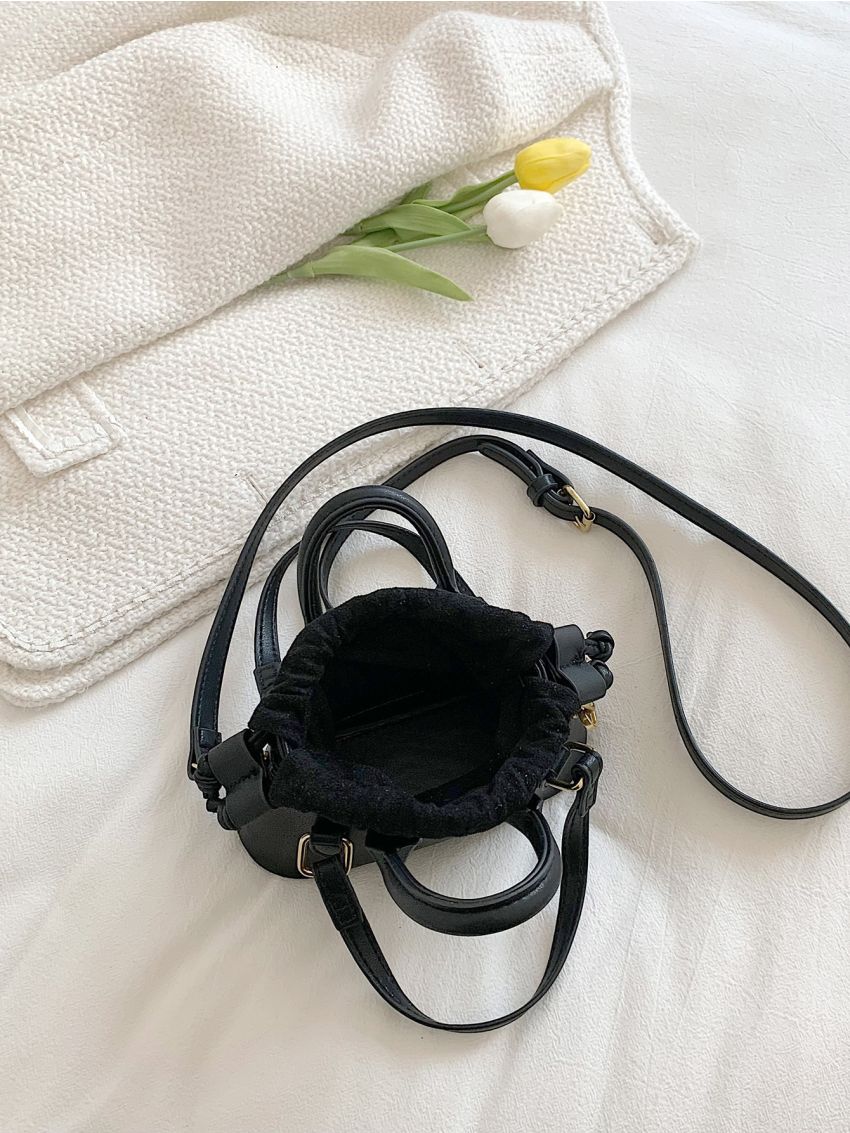 Mini Letter Graphic Drawstring Design Dome Bag