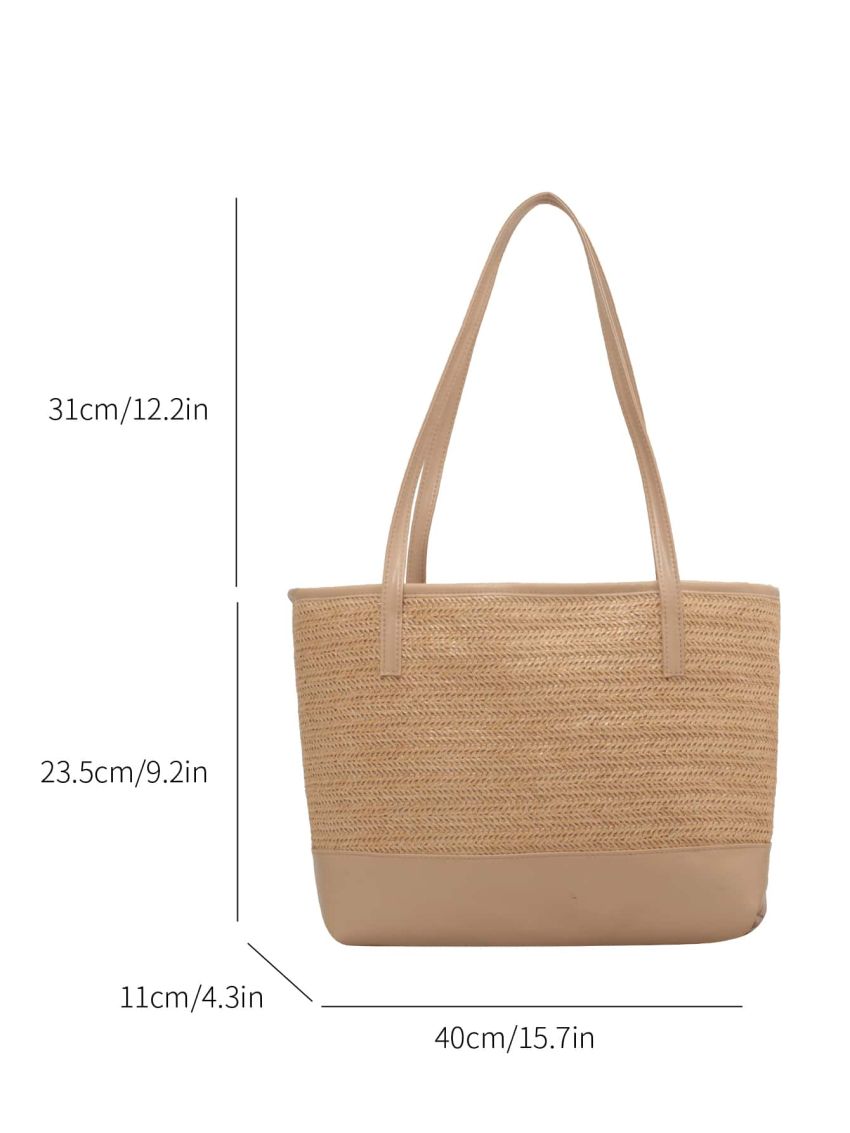 Minimalist Contrast Binding Straw Bag