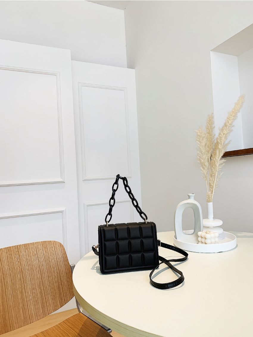 Mini Geo Embossed Flap Square Bag