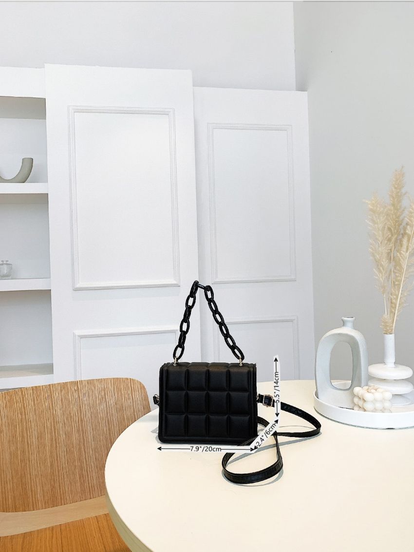 Mini Geo Embossed Flap Square Bag
