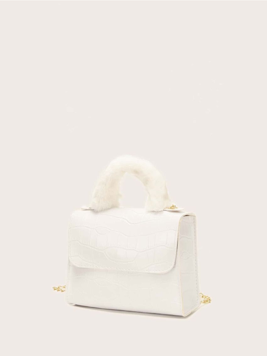 Mini Crocodile Embossed Flap Square Bag