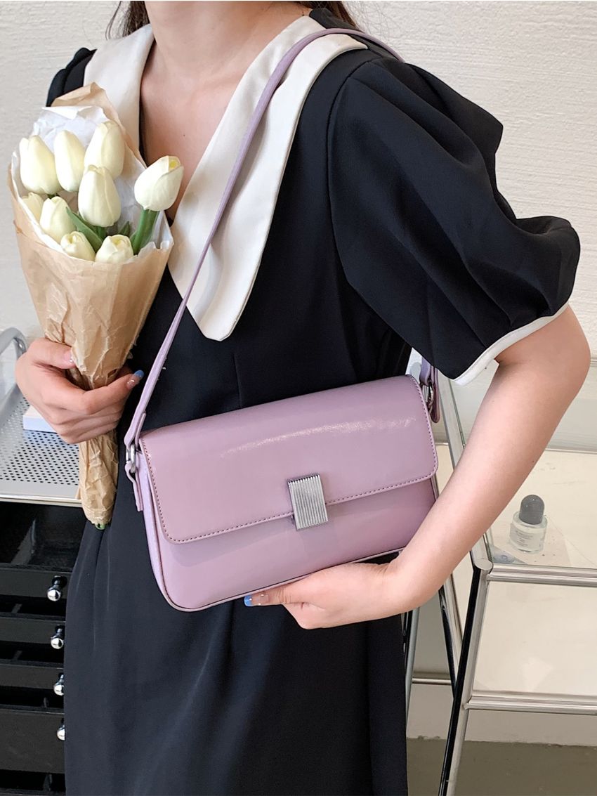 Metal Lock Flap Square Bag