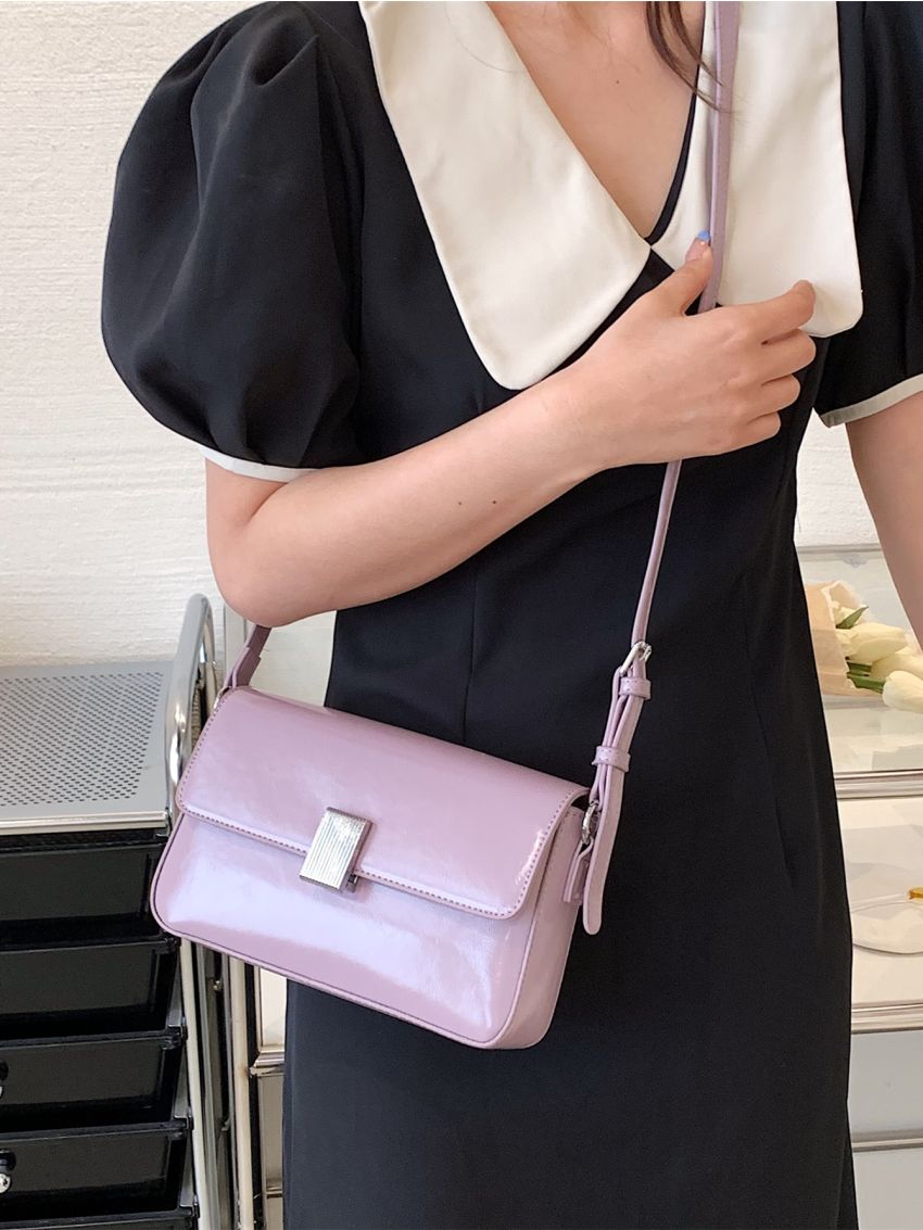 Metal Lock Flap Square Bag