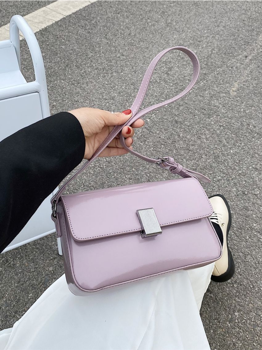 Metal Lock Flap Square Bag