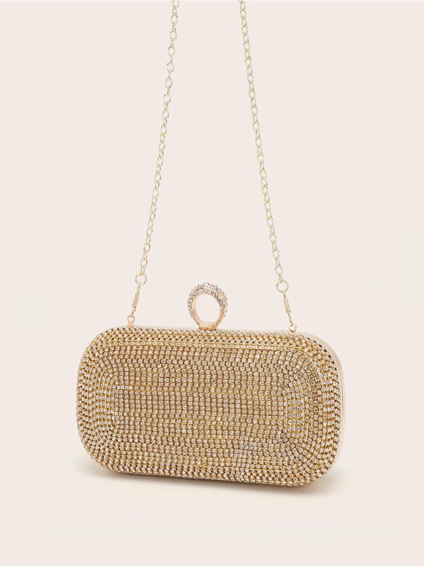 Mini Rhinestone Decor Chain Box Bag