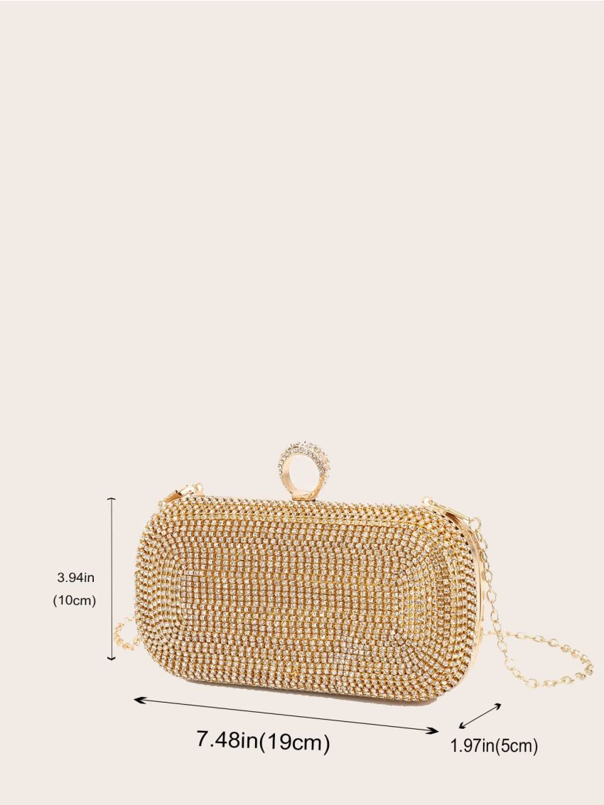 Mini Rhinestone Decor Chain Box Bag