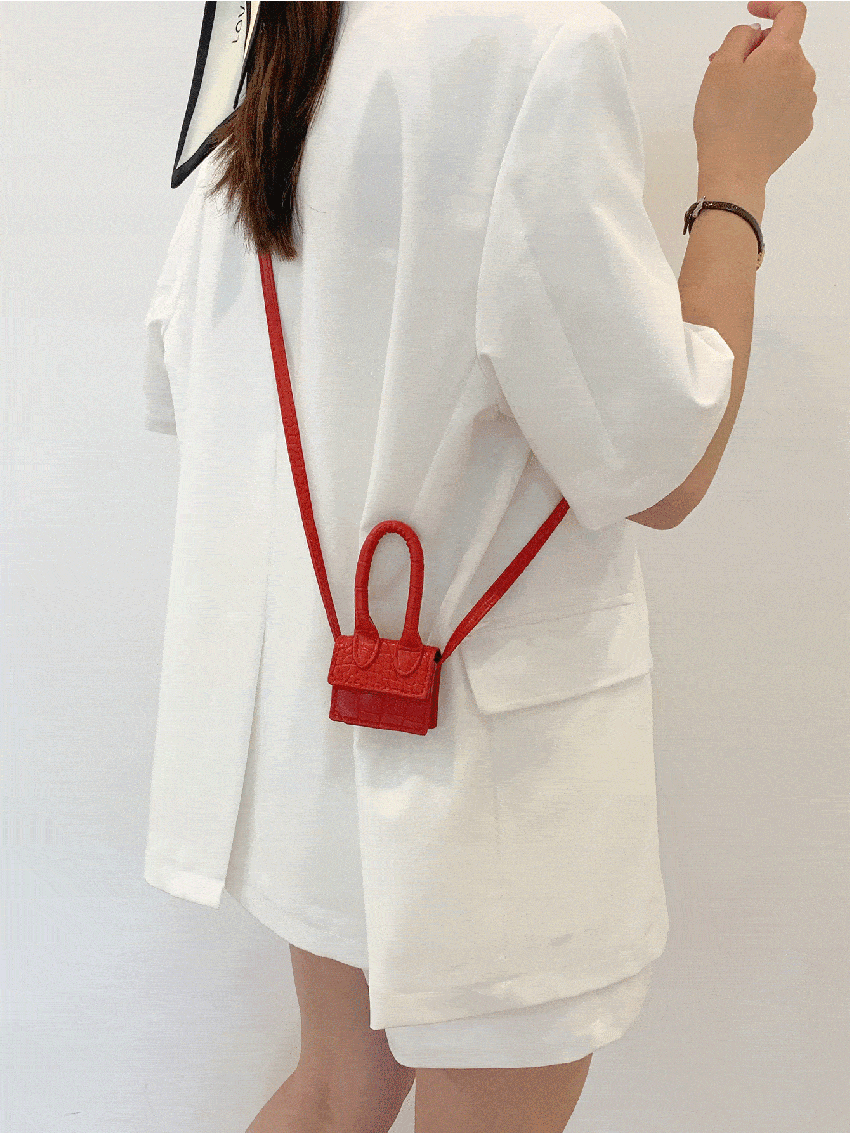 Mini Crocodile Embossed Square Bag