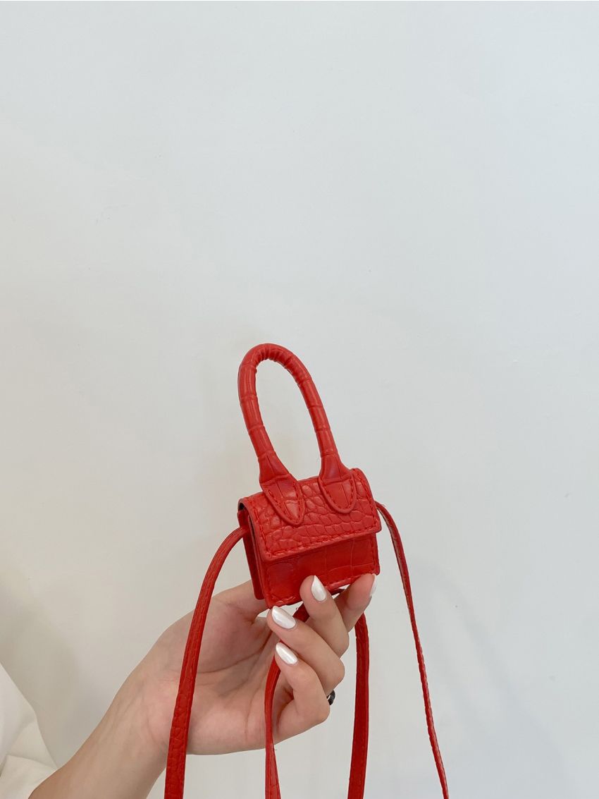 Mini Crocodile Embossed Square Bag