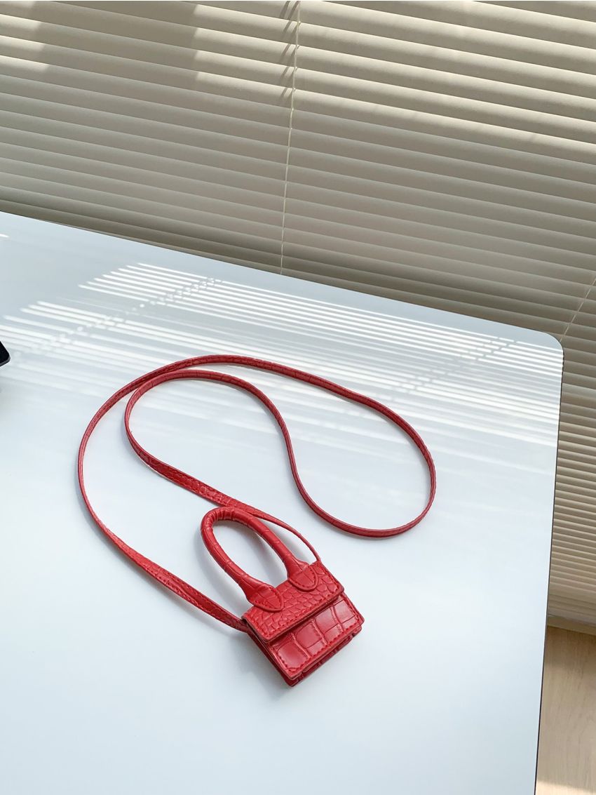 Mini Crocodile Embossed Square Bag