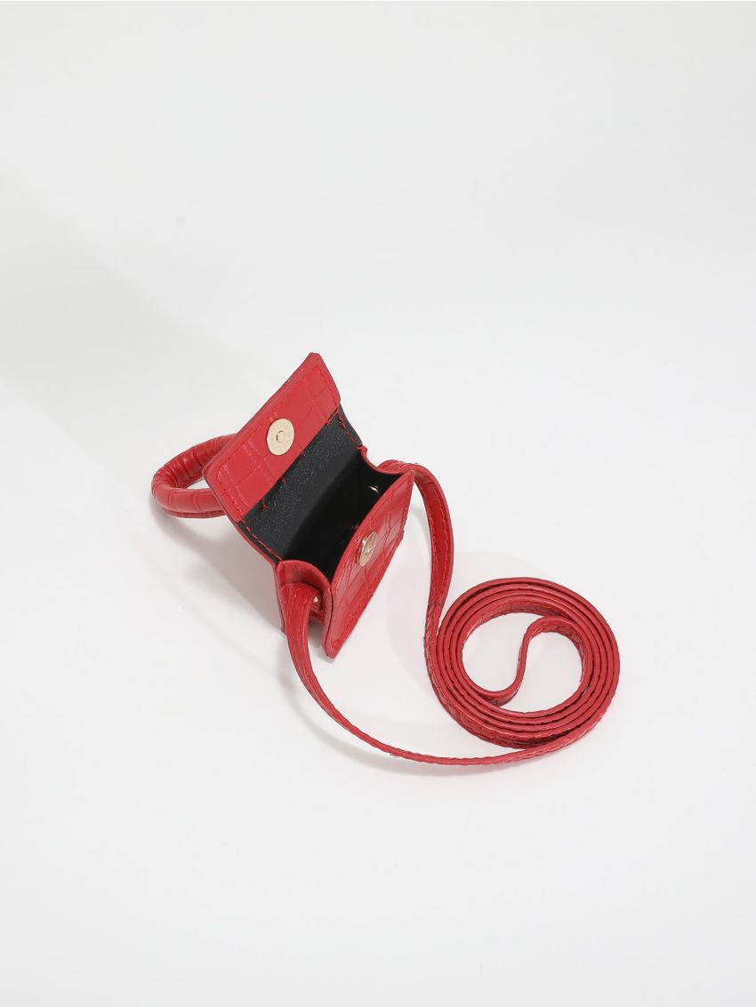 Mini Crocodile Embossed Square Bag