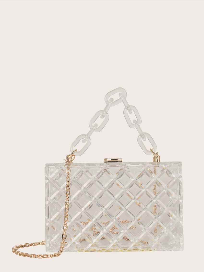 Mini Clear Geometric Pattern Chain Satchel Bag