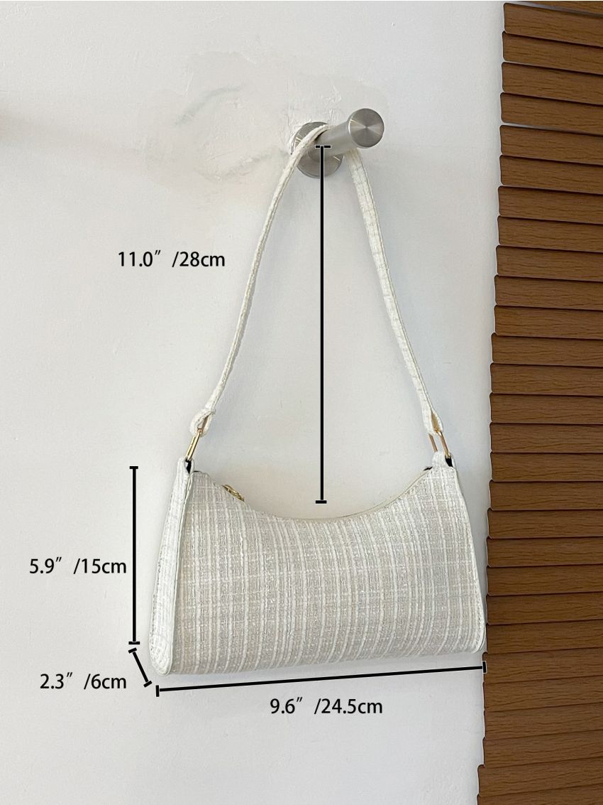 Plaid Pattern Baguette Bag