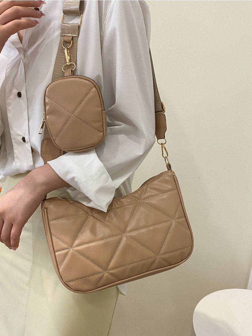 Quilted Crossbody Bag With Coin Purse