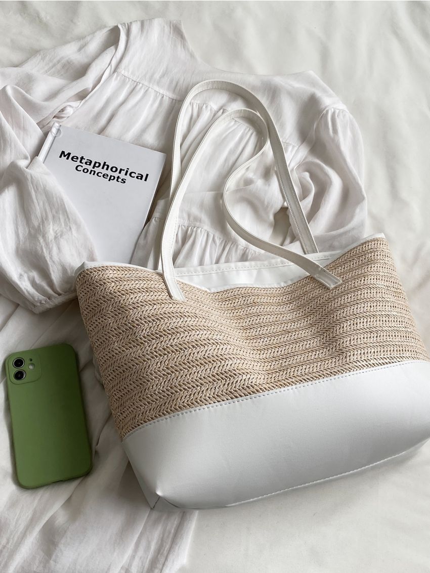 Two Tone Straw Bag