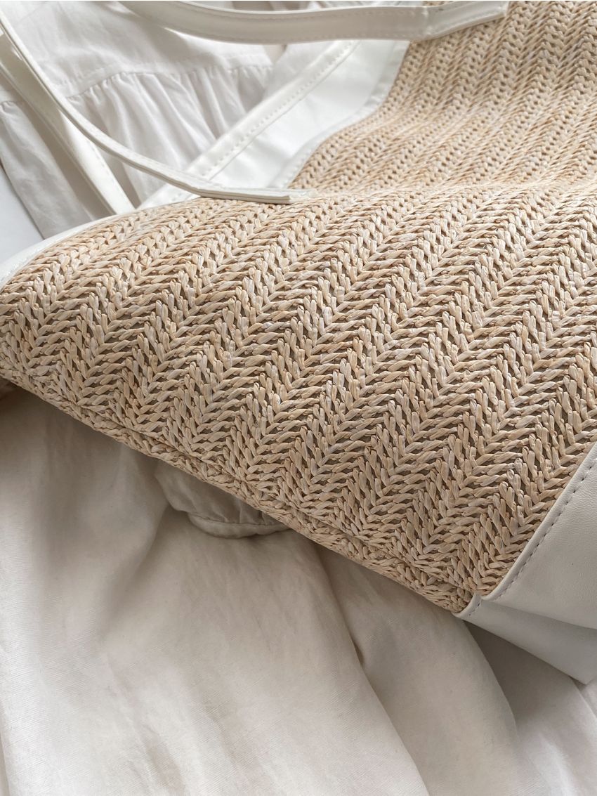 Two Tone Straw Bag