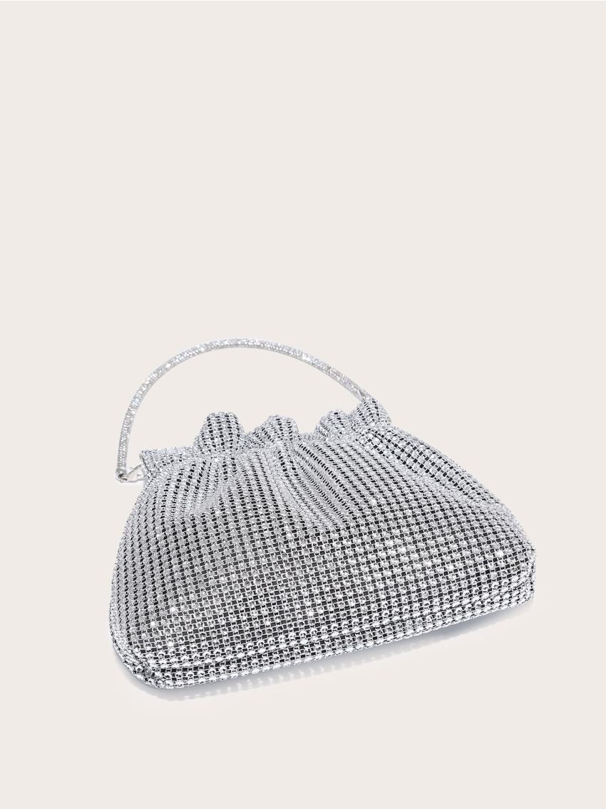 Mini Rhinestone Decor Ruched Bag